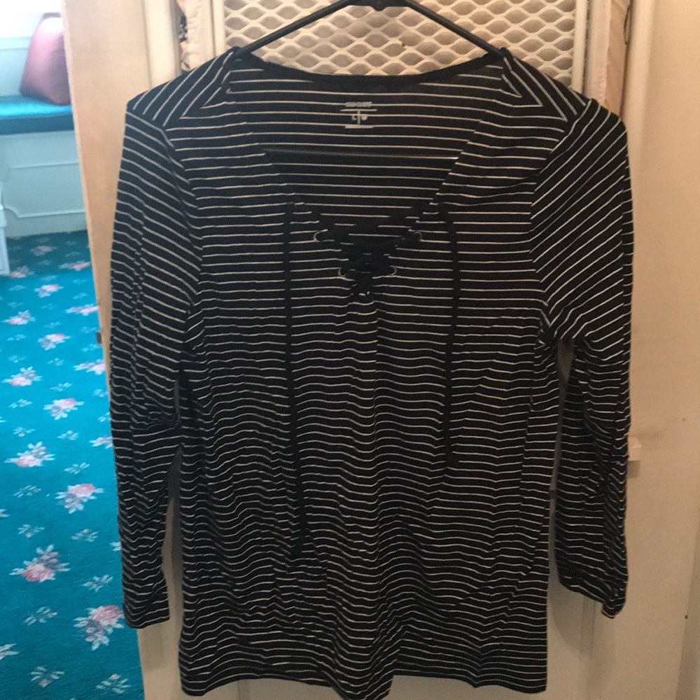 Black and White Lace Up Tee